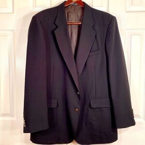 VINTAGE BARRINGTON BLACK WORSTED WOOL BLAZER 46L